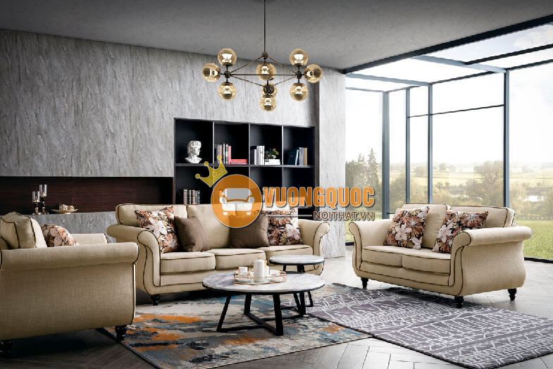 bộ sofa phòng khách màu kem sang trọng CSM 6259-3